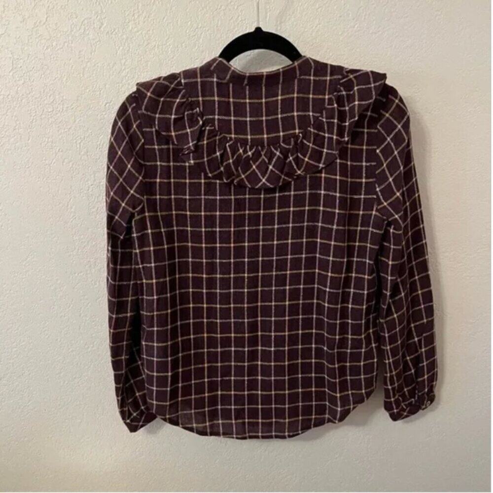 Madewell Plaid Ruffle Front Top - Picture 7 of 8